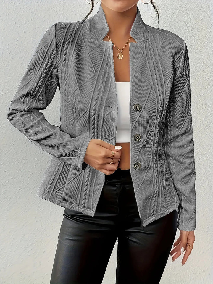 Elegant women's wardrobe staple blazer, a stylish and chic jacket for office, casual, and sophisticated looks.