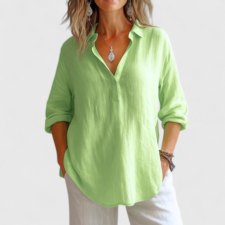 Stylish pink women's blouse, a trendy and versatile everyday top for summer fashion.