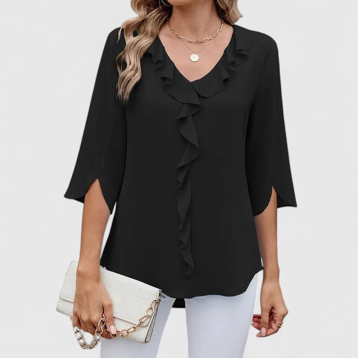 Sophisticated women's top, adding an elegant touch to any workwear or fashionable outfit.