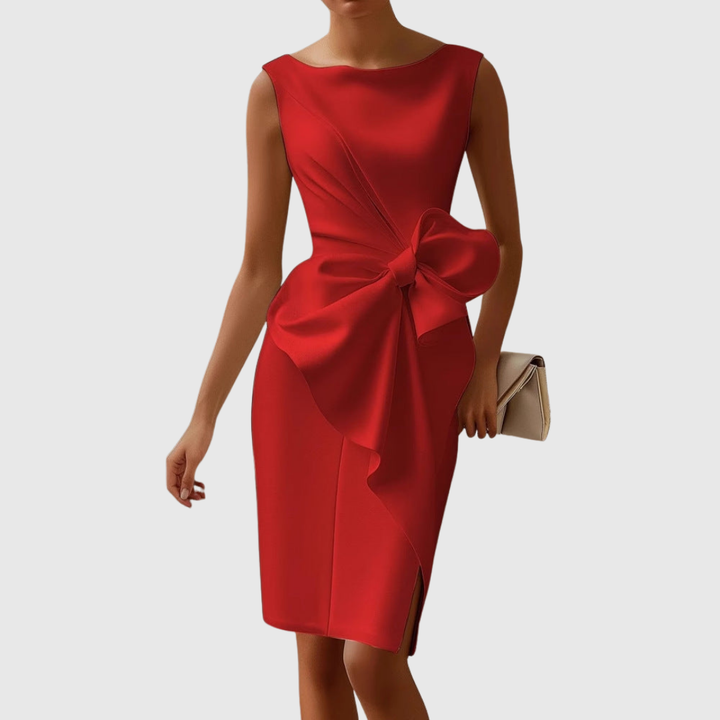 Sleek women's bodycon midi party dress, fitted and sleeveless, ideal for formal occasions & evening wear.
