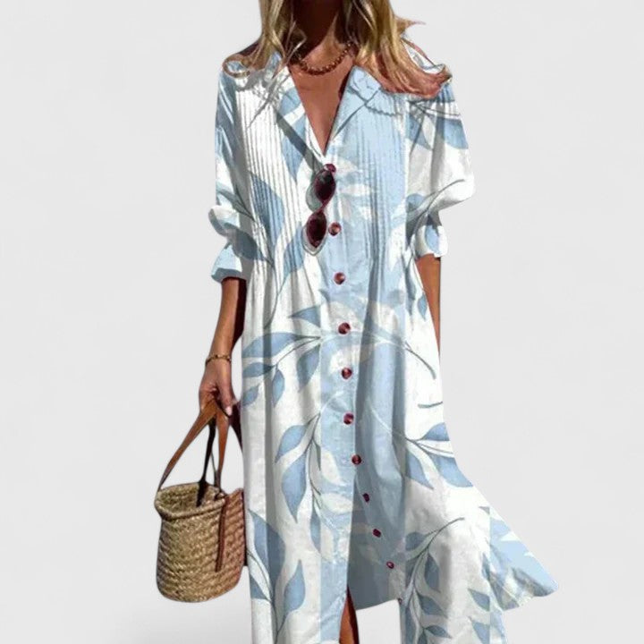 Elegant women's boho maxi dress, flowy and comfortable, perfect for summer vacations and chic bohemian style.