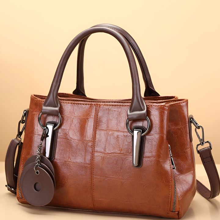 Elegant women's Boston handbag with chic croc embossing, perfect as a stylish shoulder bag for daily essentials.