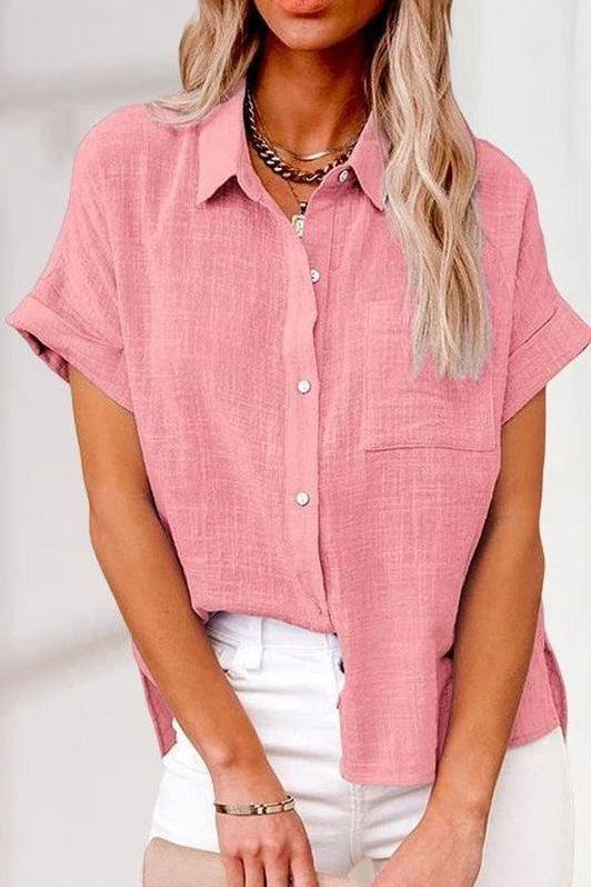Polished women's long-sleeve button shirt, an elegant and sophisticated top for versatile business casual looks.