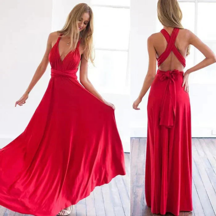 Elegant women's convertible backless maxi dress, perfect for versatile styling from casual to special occasions.