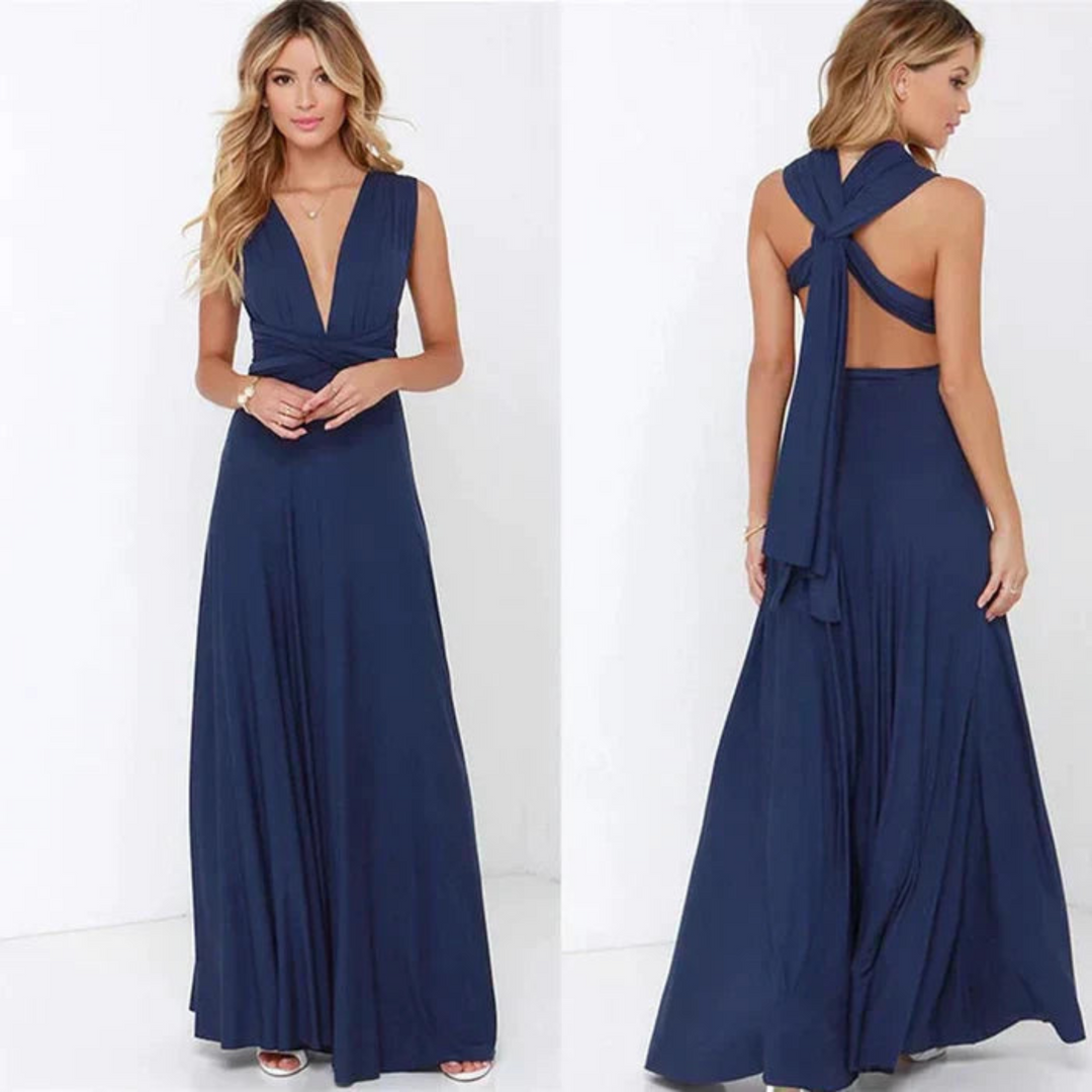 Beautiful convertible backless maxi dress for women. An elegant choice for parties, evening wear, or a summer special occasion.