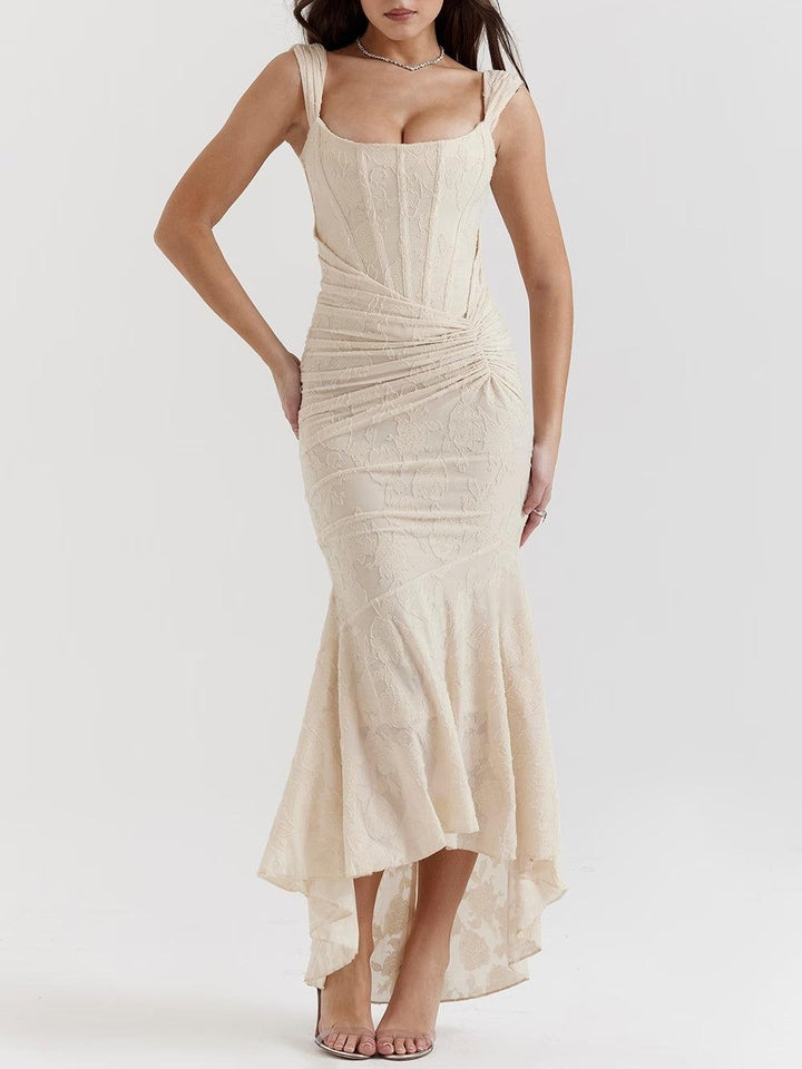 Women's elegant wedding guest formal dress, a stunning corset mermaid silhouette.
