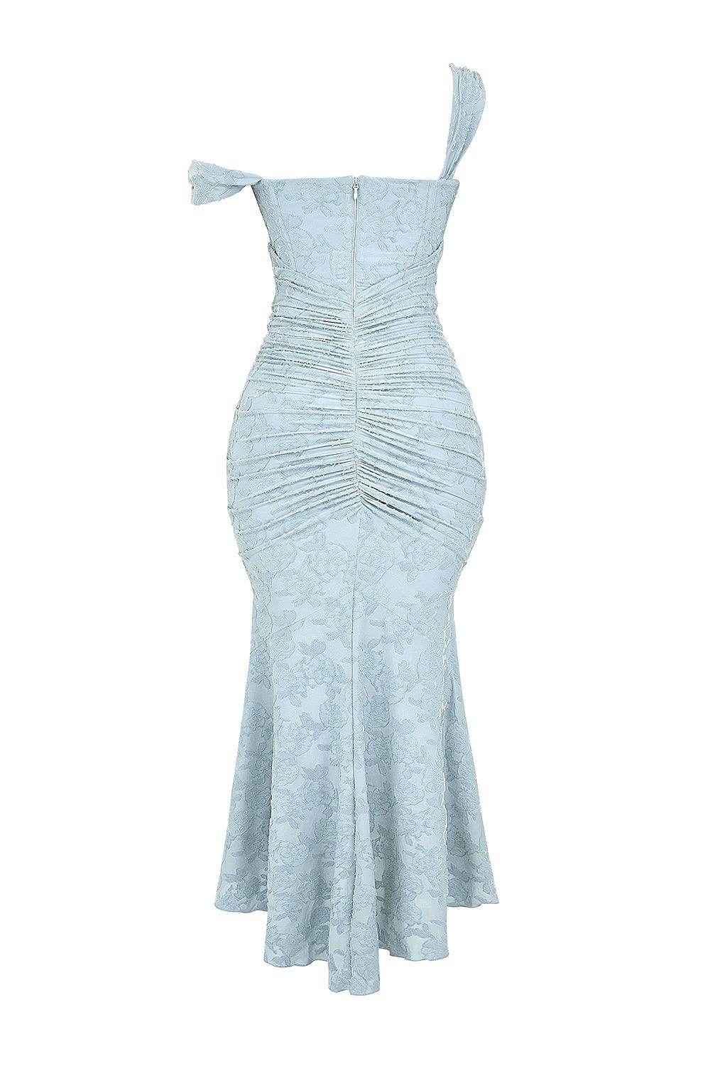 Women's special occasion bodycon dress; elegant mermaid silhouette, stylish corset top.