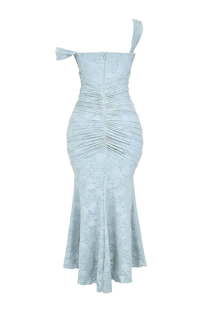 Women's special occasion bodycon dress; elegant mermaid silhouette, stylish corset top.