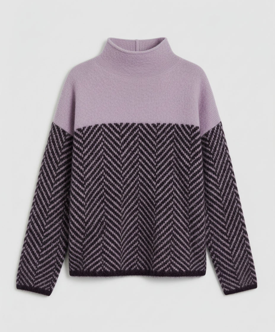Soft, elegant women's turtleneck sweater with a unique texture, providing cozy comfort for chilly days.