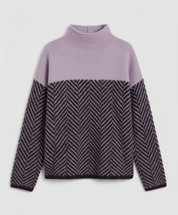 Soft, elegant women's turtleneck sweater with a unique texture, providing cozy comfort for chilly days.