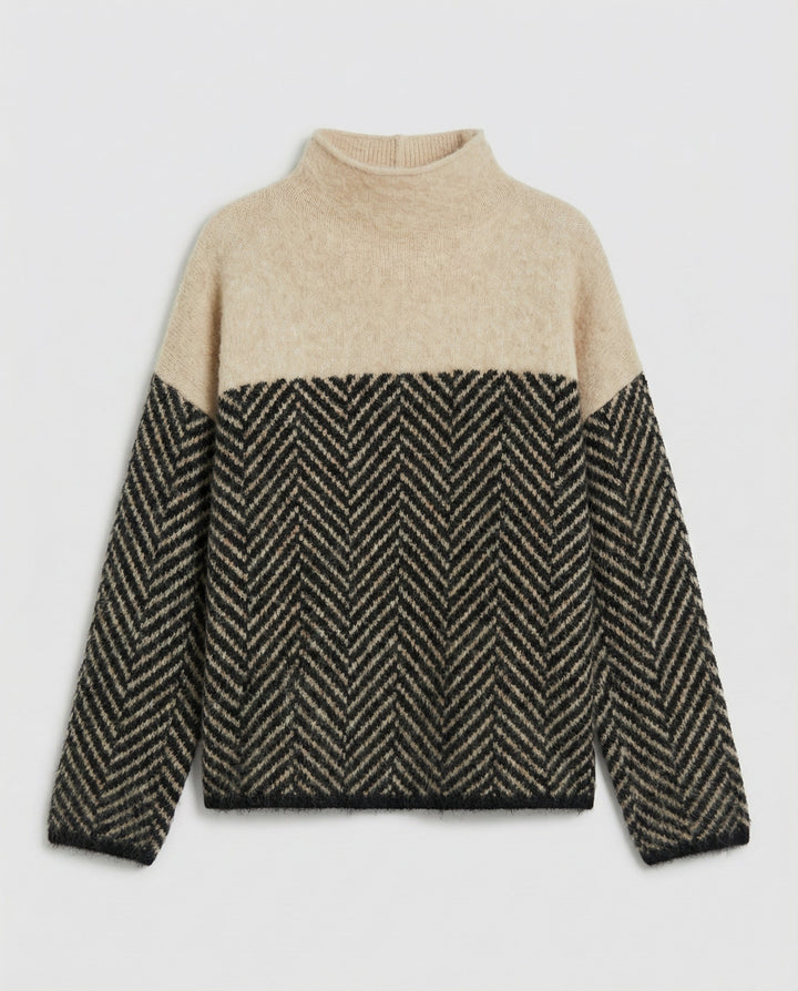 Chic women's loose fit turtleneck sweater, a staple for elegant fall fashion & cozy winter style.