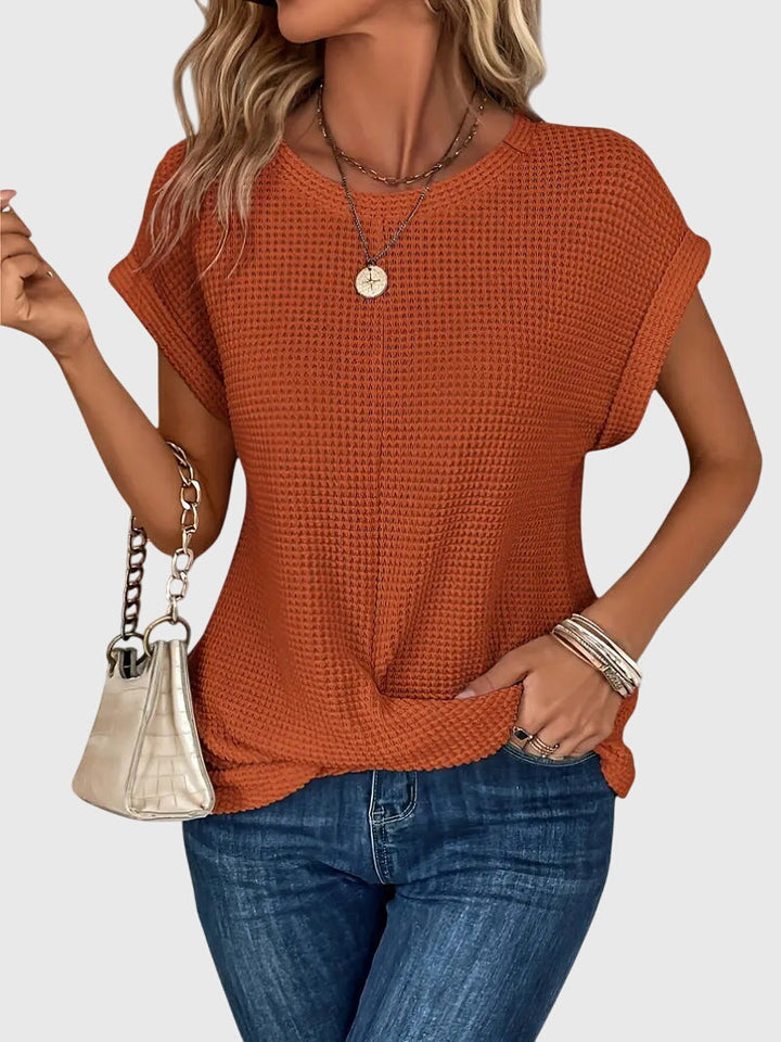 Elegant women's crew neck blouse, perfect for chic everyday style & versatile fashion.