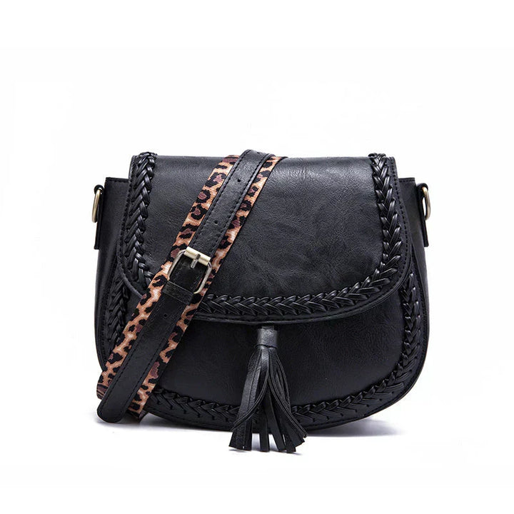 Versatile brown women's crossbody shoulder bag with elegant tassel detail. Stylish essential accessory.