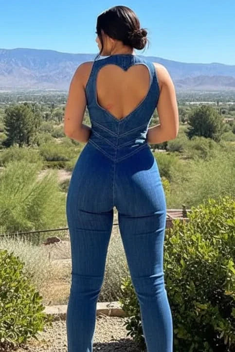 Women's elegant deep V-neck tailored jumpsuit with a modern flared leg design for sophisticated events.