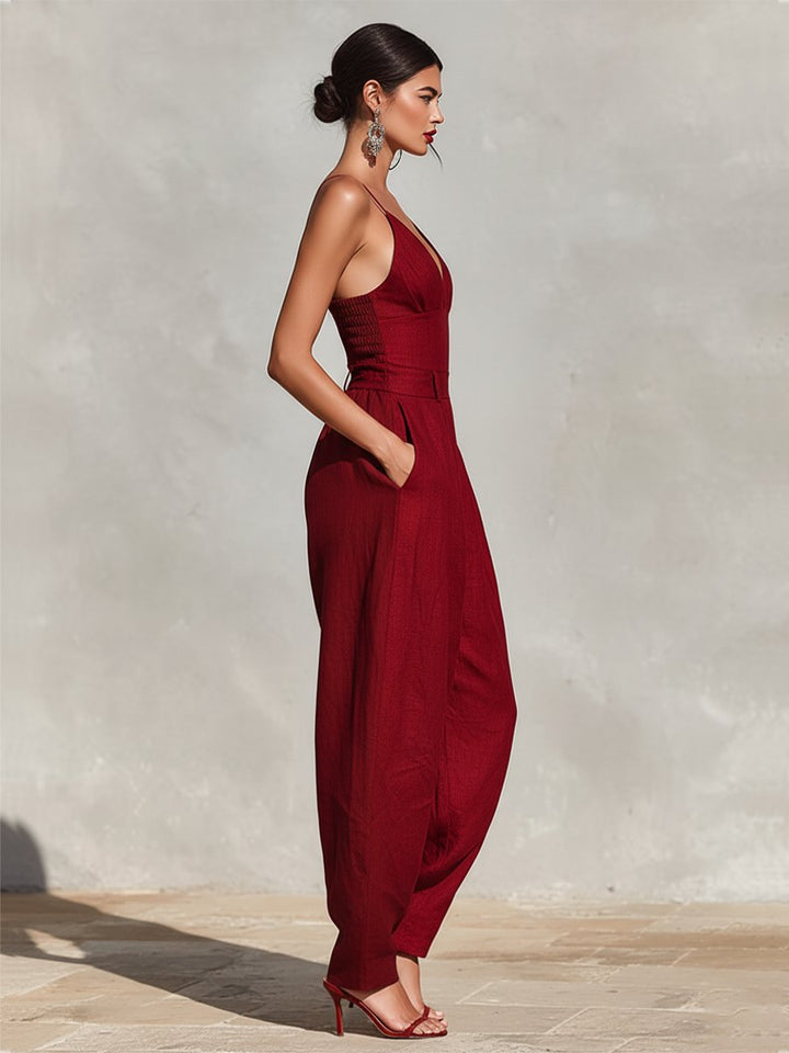 Sleek women's wide-leg jumpsuit, perfect for formal parties, evening gatherings & special occasions.