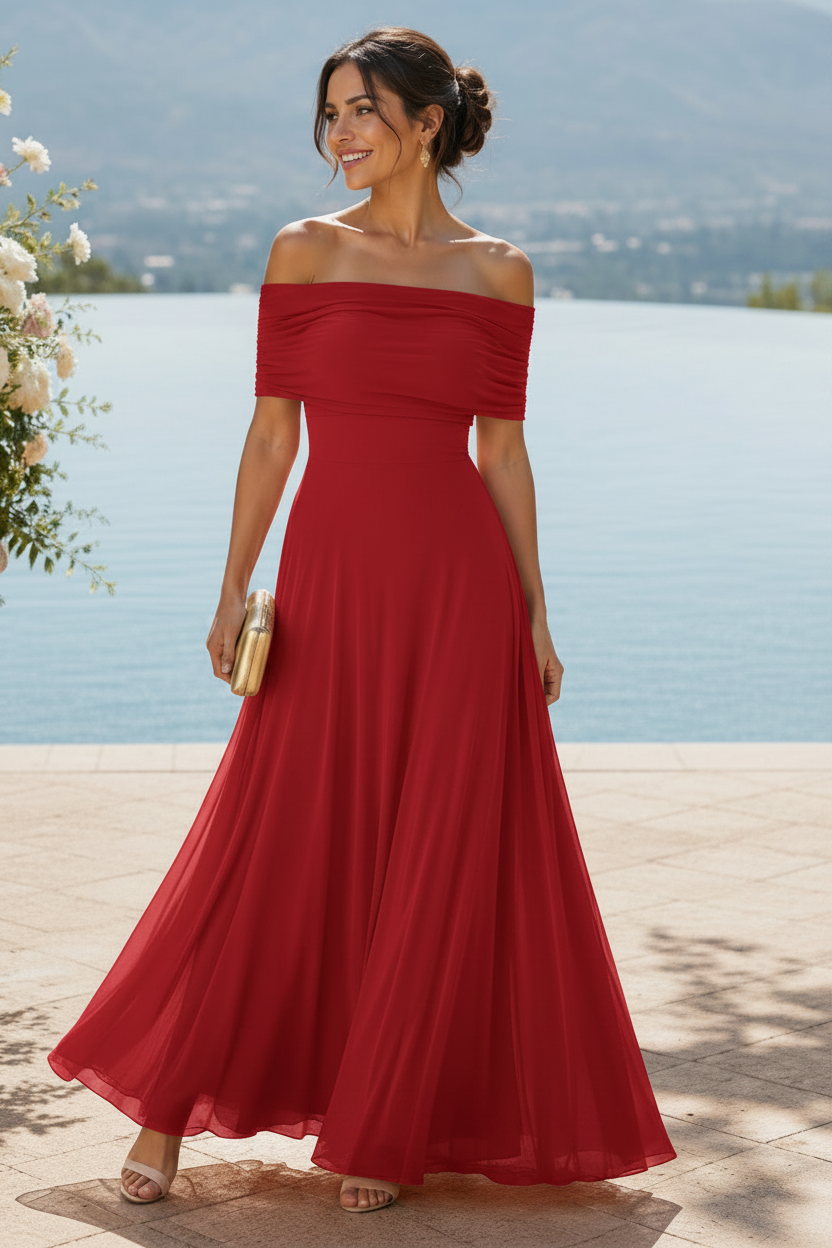 Green elegant women's midi dress, draped for a formal occasion or party. Long sleeves design.