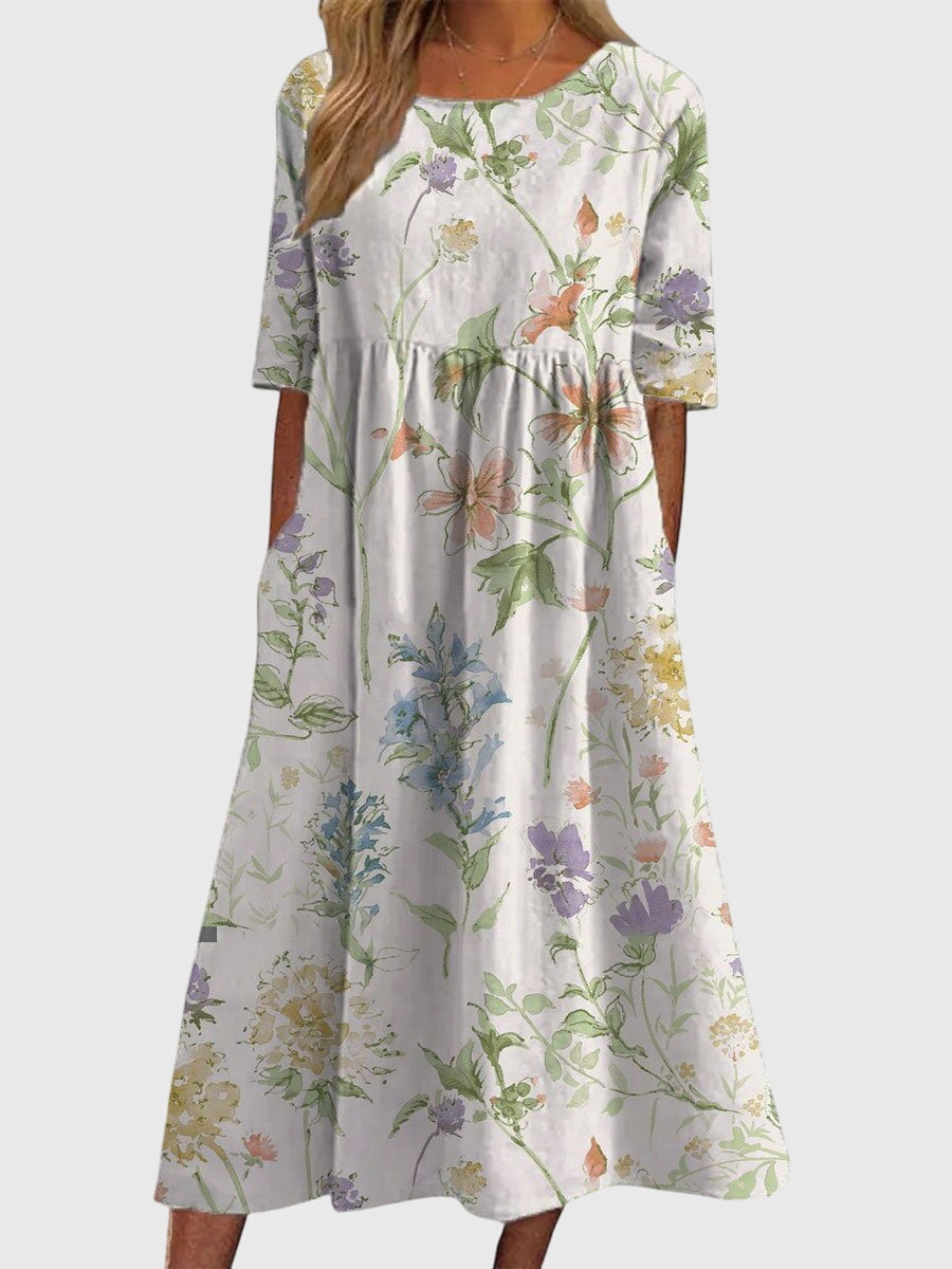 Beautiful embroidered midi dress for women, a comfortable and elegant choice for any special occasion.