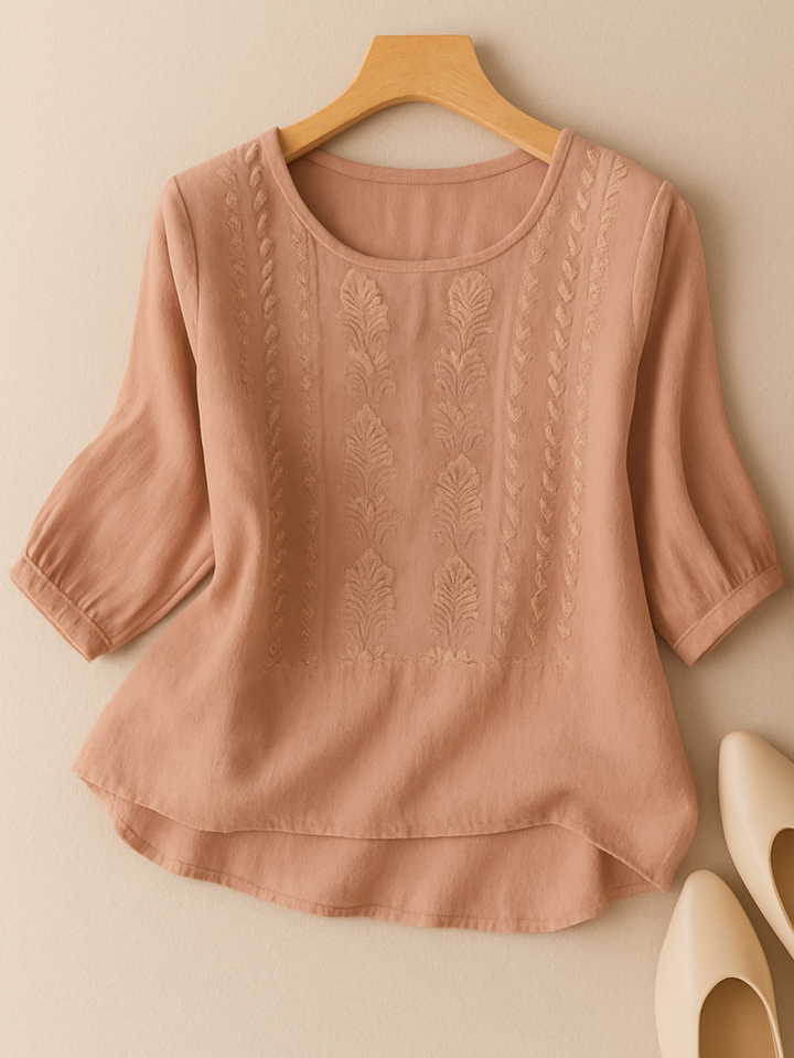 Comfortable women's relaxed fit blouse with elegant embroidery. Versatile, stylish, perfect for everyday wear.