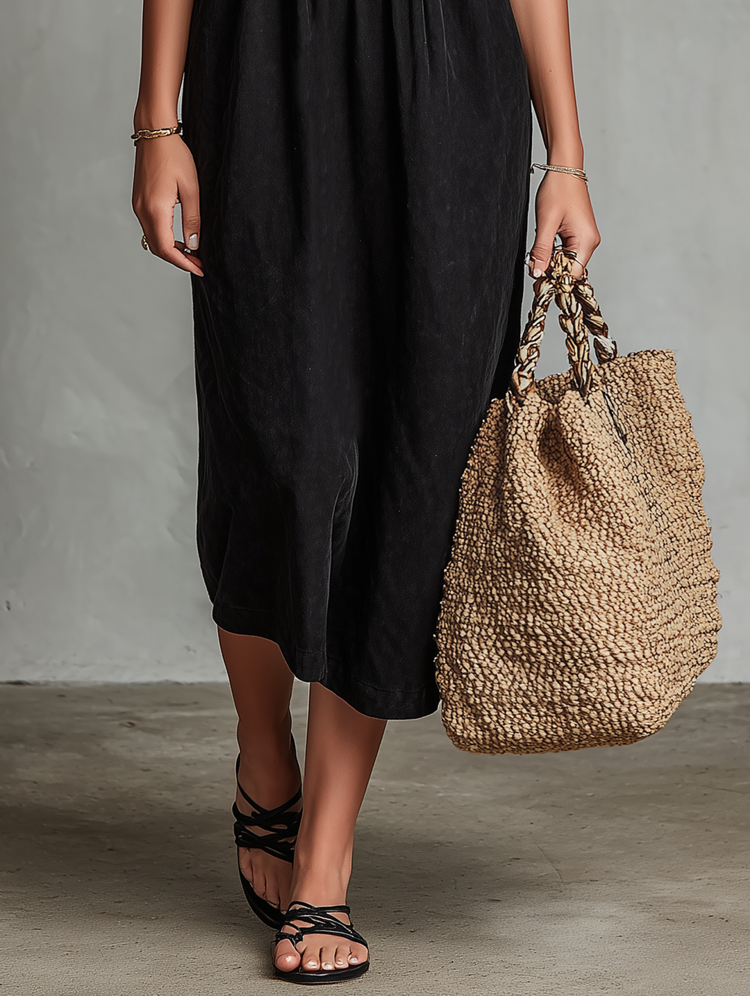 Fashionable women's sleeveless embroidered midi dress, ideal for vacation, daytime, or elegant outings.