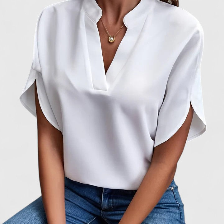 Elegant women's everyday blouse, chic & versatile style. Perfect for spring & summer casual or office wear.