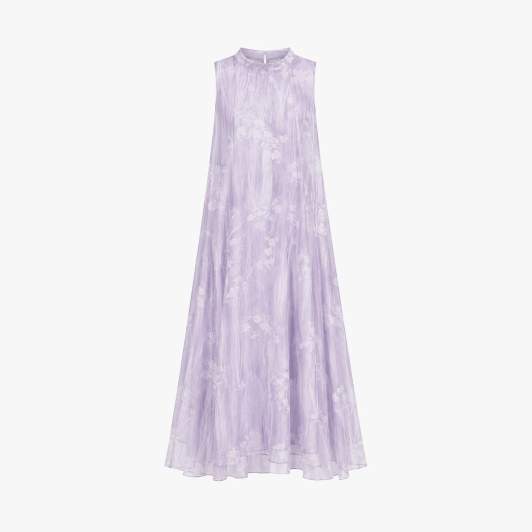 Beautiful women's floral high-neck long dress, an elegant maxi gown for special occasions & formal wear.