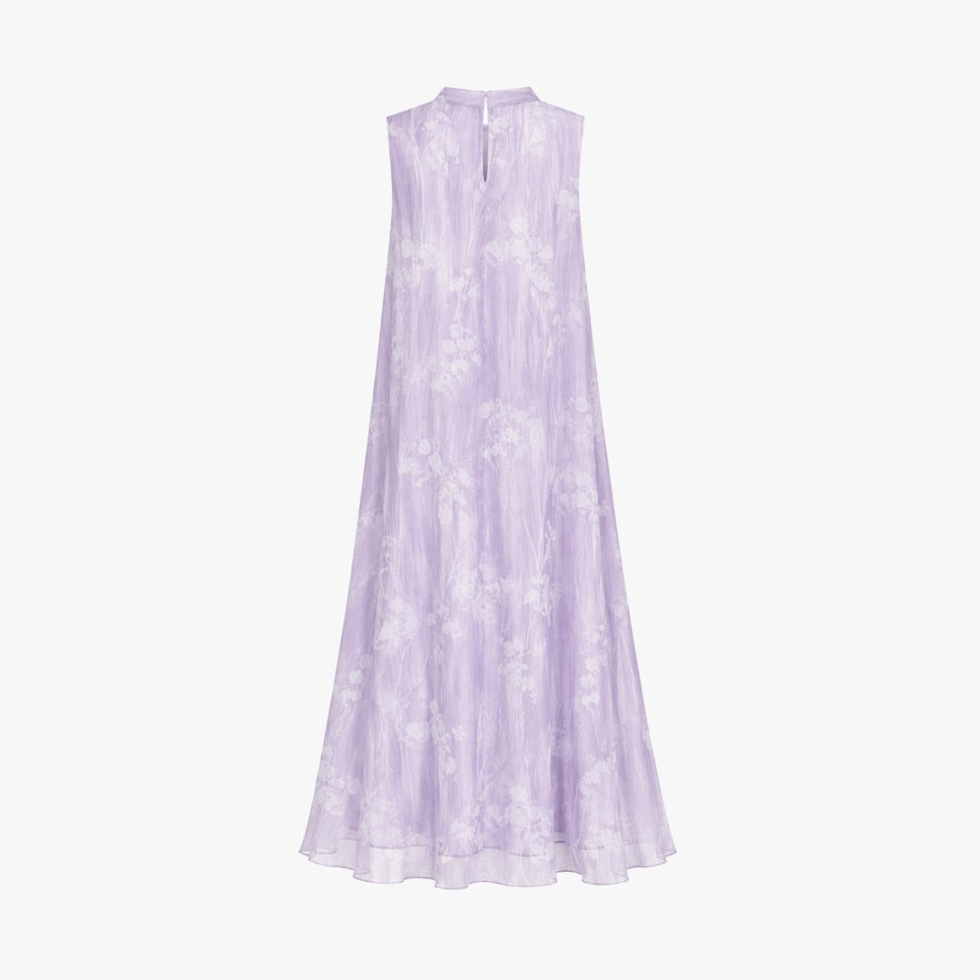 Chic floral high-neck maxi dress for women. A gorgeous flowy formal dress, perfect as a wedding guest gown.