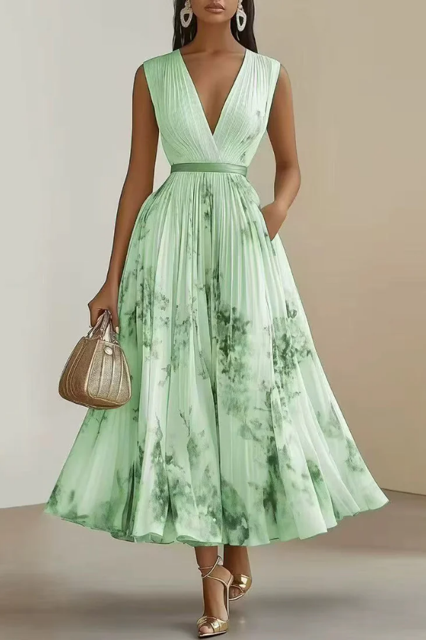 Beautiful floral long sleeve maxi dress for women, an elegant party or casual dress with a flattering V-neck.