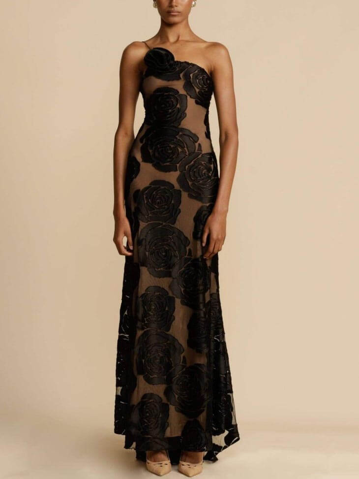 Effortless elegance in a women's floral maxi dress. Perfect wedding guest attire, comfortable & flowy design.