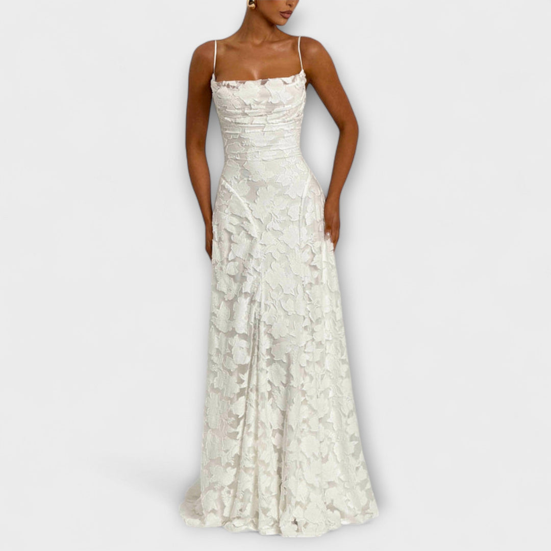 Elegant women's floral maxi dress, perfect for special events, summer parties & wedding guests.