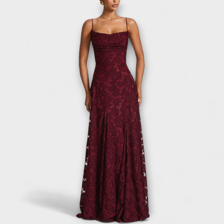Pink romantic floral maxi dress for women, perfect for special occasion event wear & summer parties.