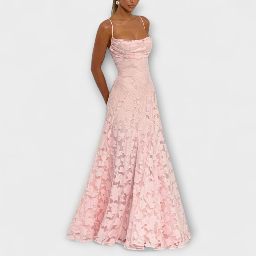 Formal women's floral maxi dress, a stunning elegant choice for wedding guests & special events.