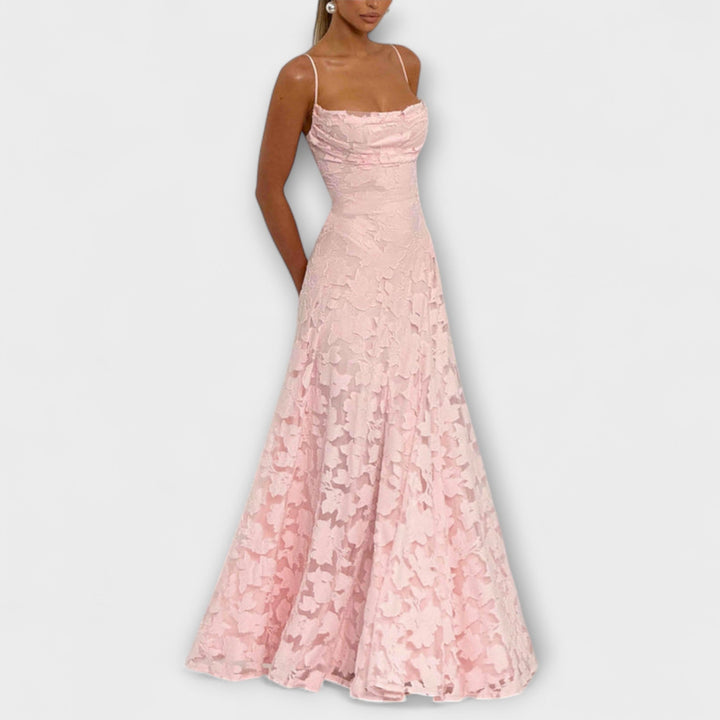 Formal women's floral maxi dress, a stunning elegant choice for wedding guests & special events.