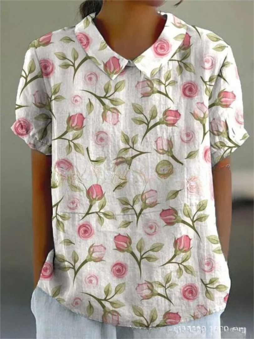 Versatile elegant floral print blouse for women, great for casual wear, spring, and summer fashion.