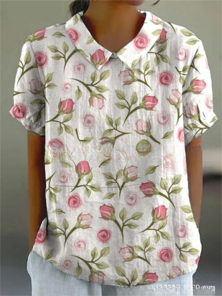 Versatile elegant floral print blouse for women, great for casual wear, spring, and summer fashion.