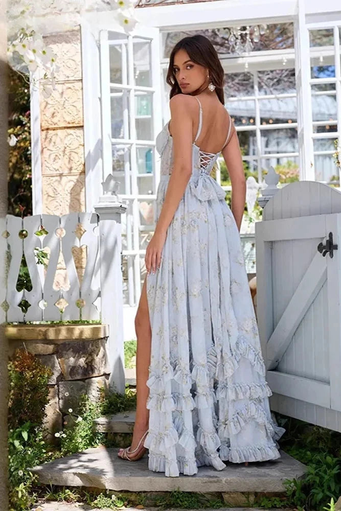 Women's elegant maxi event dress. Sophisticated long formal wear, perfect for wedding guests & parties.