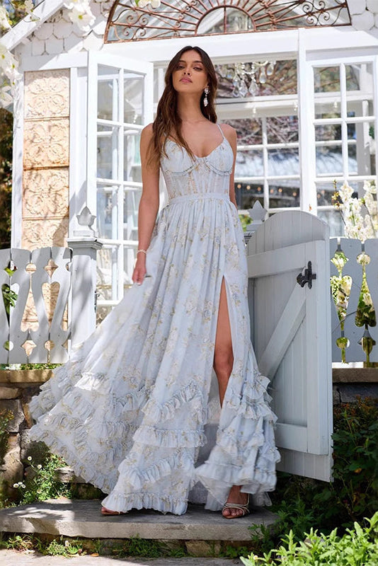 Versatile women's maxi event dress, suitable for formal wear, evening parties, or as an elegant wedding guest dress.
