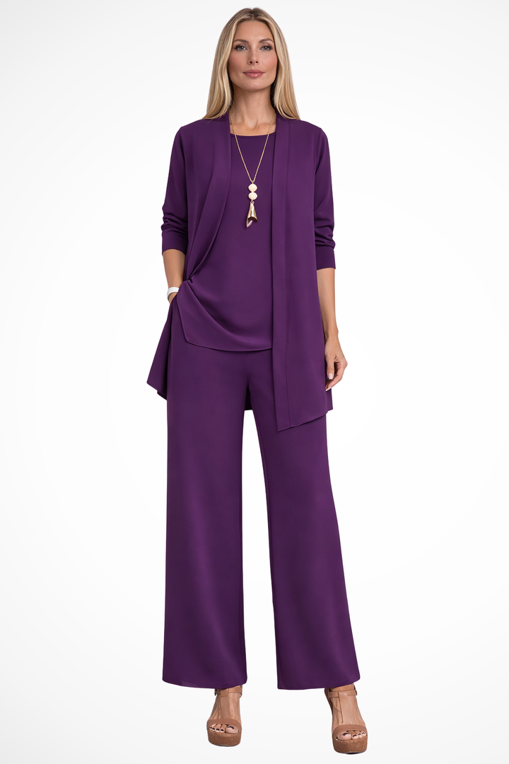 Day-to-evening women's elegant 3-piece formal set, versatile for business and party outfits.