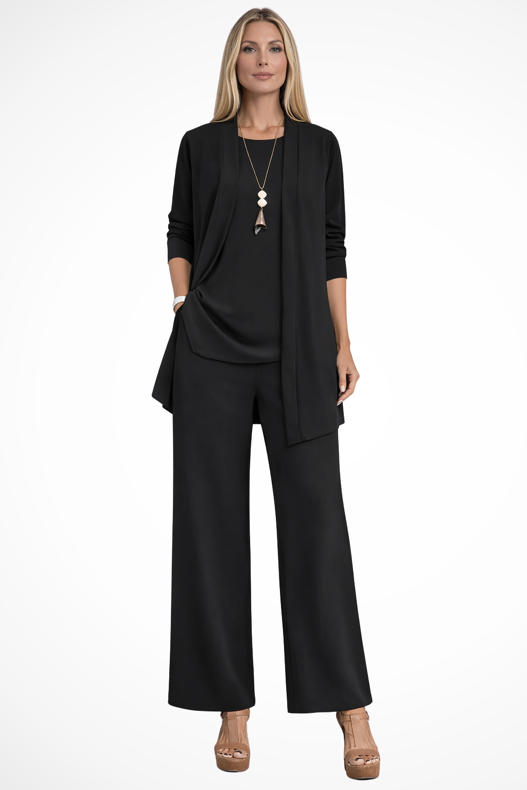 Versatile women's elegant 3-piece outfit for business wear, evening events & special occasions.