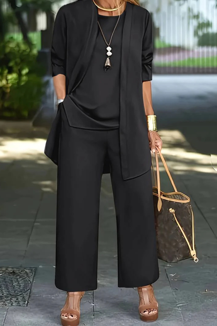 Sophisticated women's 3-piece formal set, a tailored look for elegant special occasion wear.