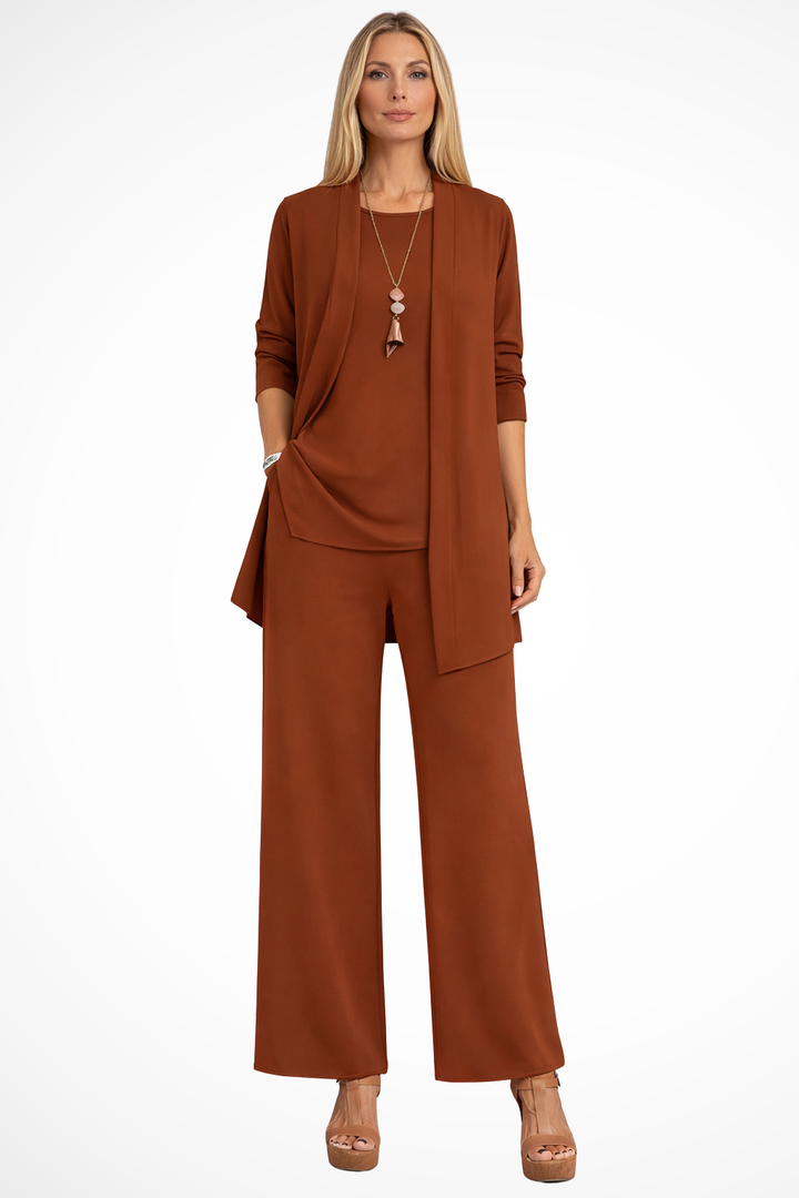 Expertly tailored women's 3-piece formal set, elegant & sophisticated for any special occasion.