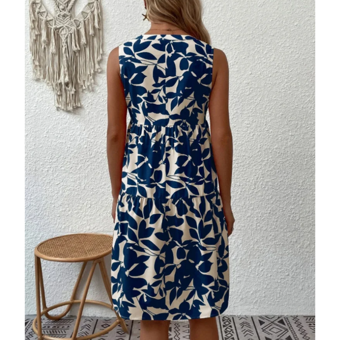Stylish women's midi dress in a comfortable fit, offering elegant versatility for spring and summer evening wear.