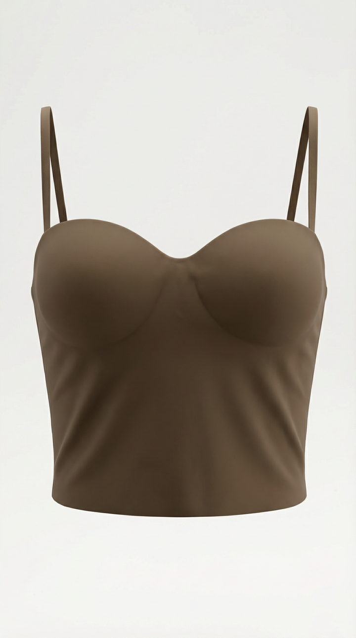 Women's elegant cropped Guinevere tank top, featuring a heart neckline and tailored silhouette.