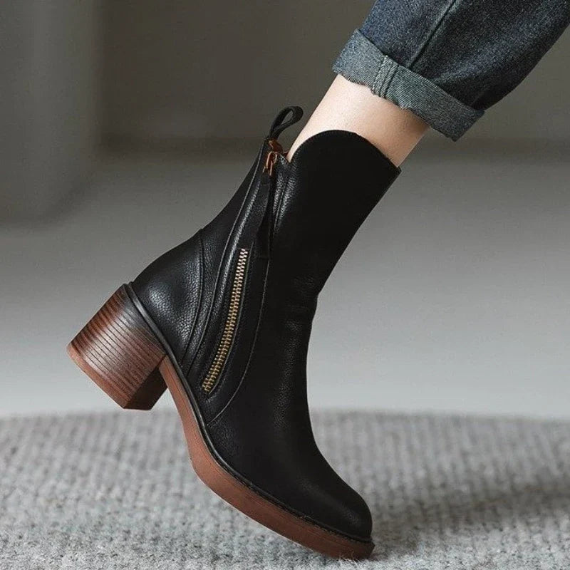 Versatile women's high heel ankle boots, perfect blend of elegance and comfort with a zipper.