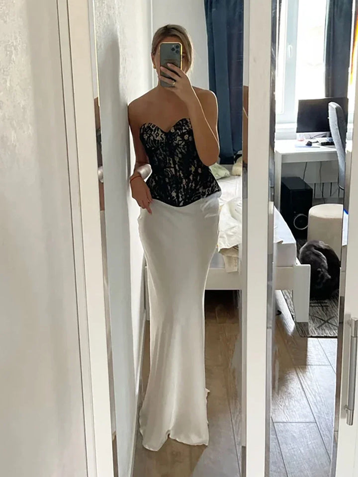 Versatile women's evening skirt, high-waist fishtail maxi design, adaptable for formal wear.