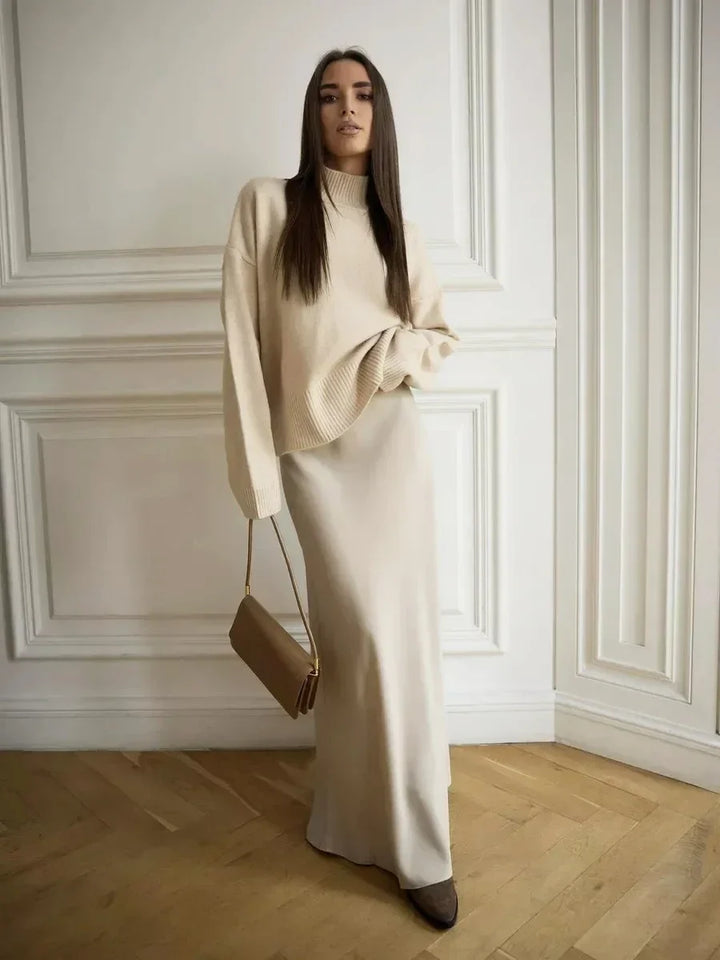 Graceful long fishtail skirt for women, high-waist evening wear, timeless elegance.