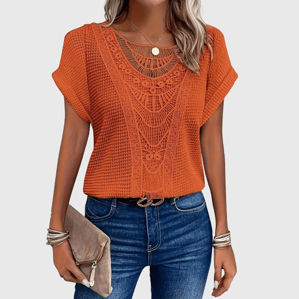 Versatile women's Ibiza style blouse, a chic lace top for elegant summer fashion.