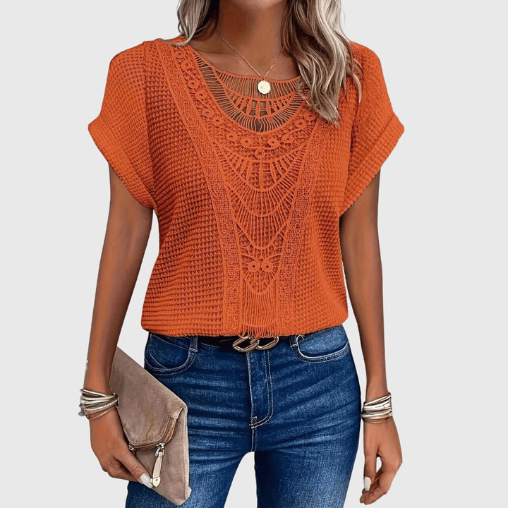 Versatile women's Ibiza style blouse, a chic lace top for elegant summer fashion.