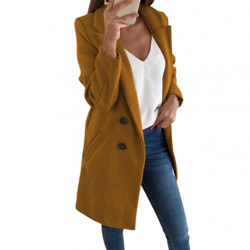 Fashionable women's long blazer coat, chic outerwear for versatile layering & professional elegant style.
