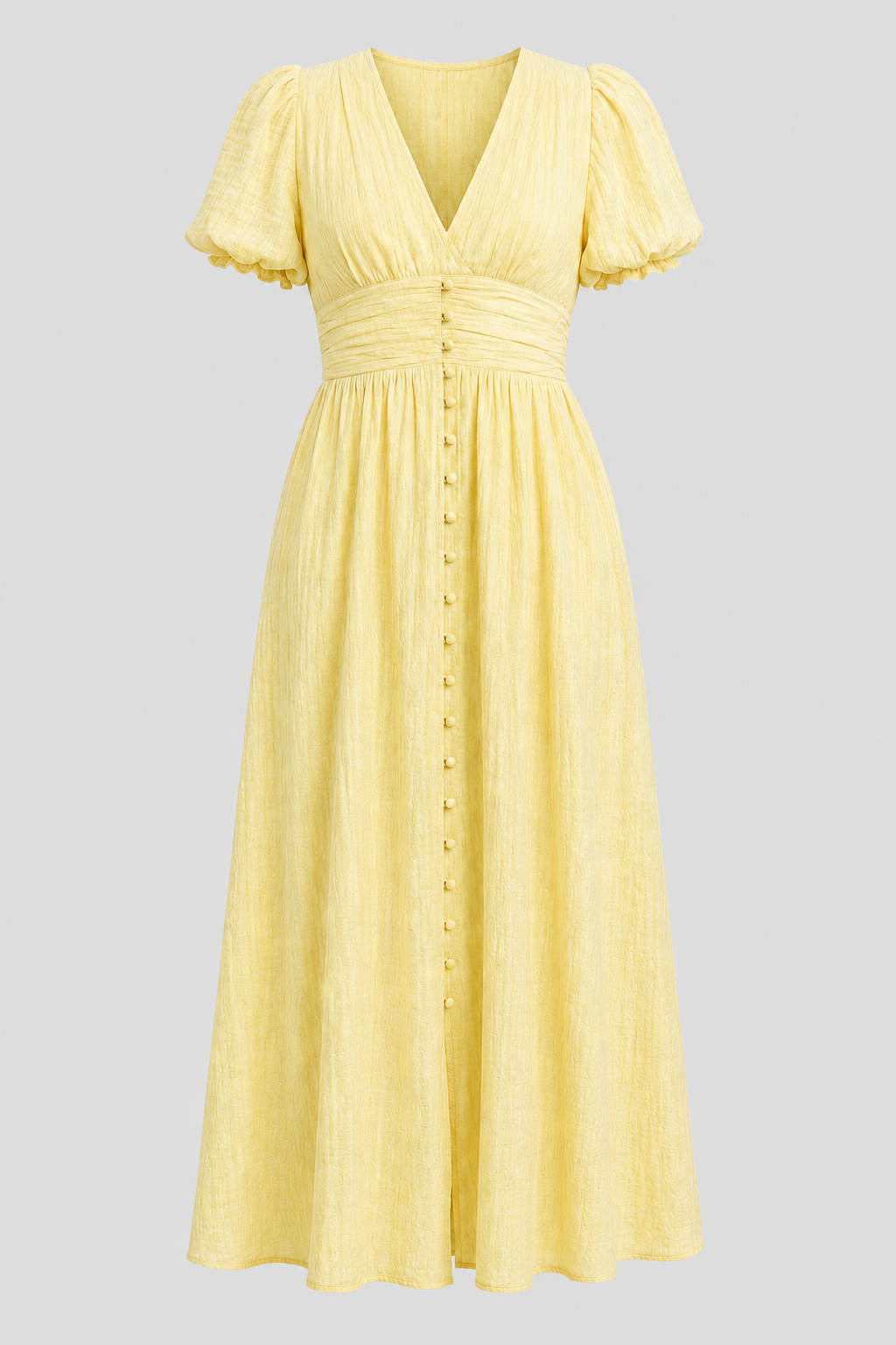 Elegant women's long maxi dress with stylish puff sleeves, perfect for summer parties & special occasions.