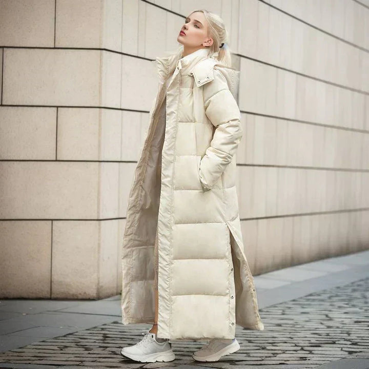 Long winter coat for women, stylish and cozy, perfect for winter essential fashion.